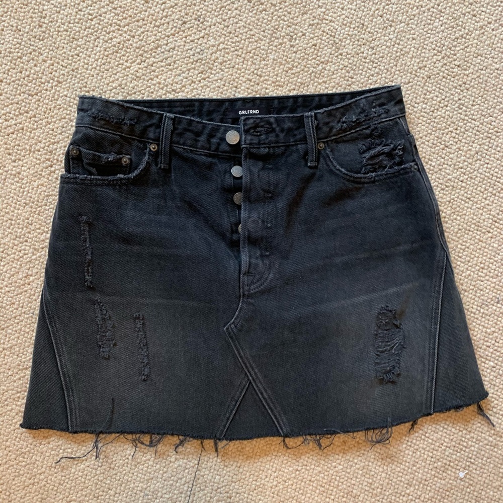 Black highrise denim skirt